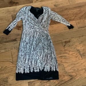 White House Black Market Black and White Long Sleeve Dress
